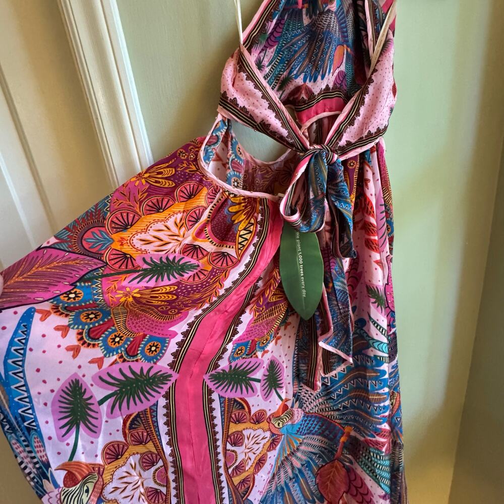 FARM Rio Pink Multi Floral Halter Maxi Dress - Picture 9 of 12